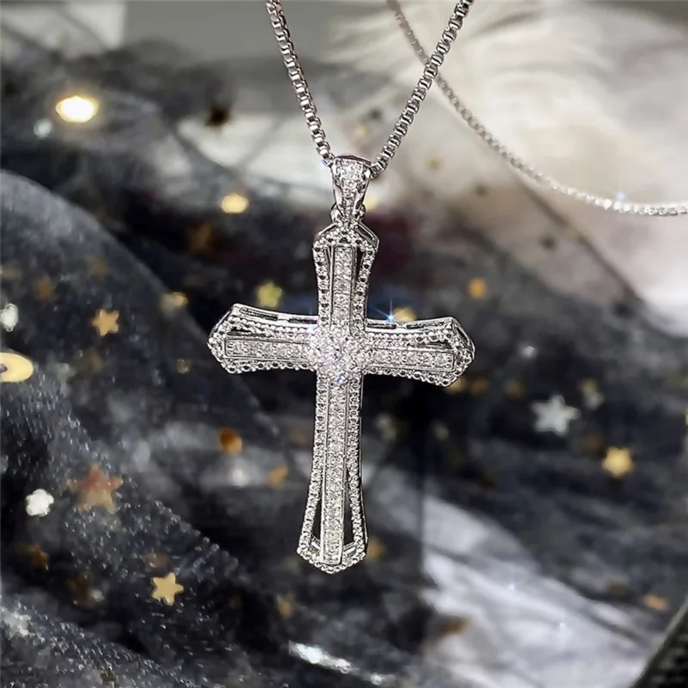 Sterling silver Cubic Zirconia Cross Pendant